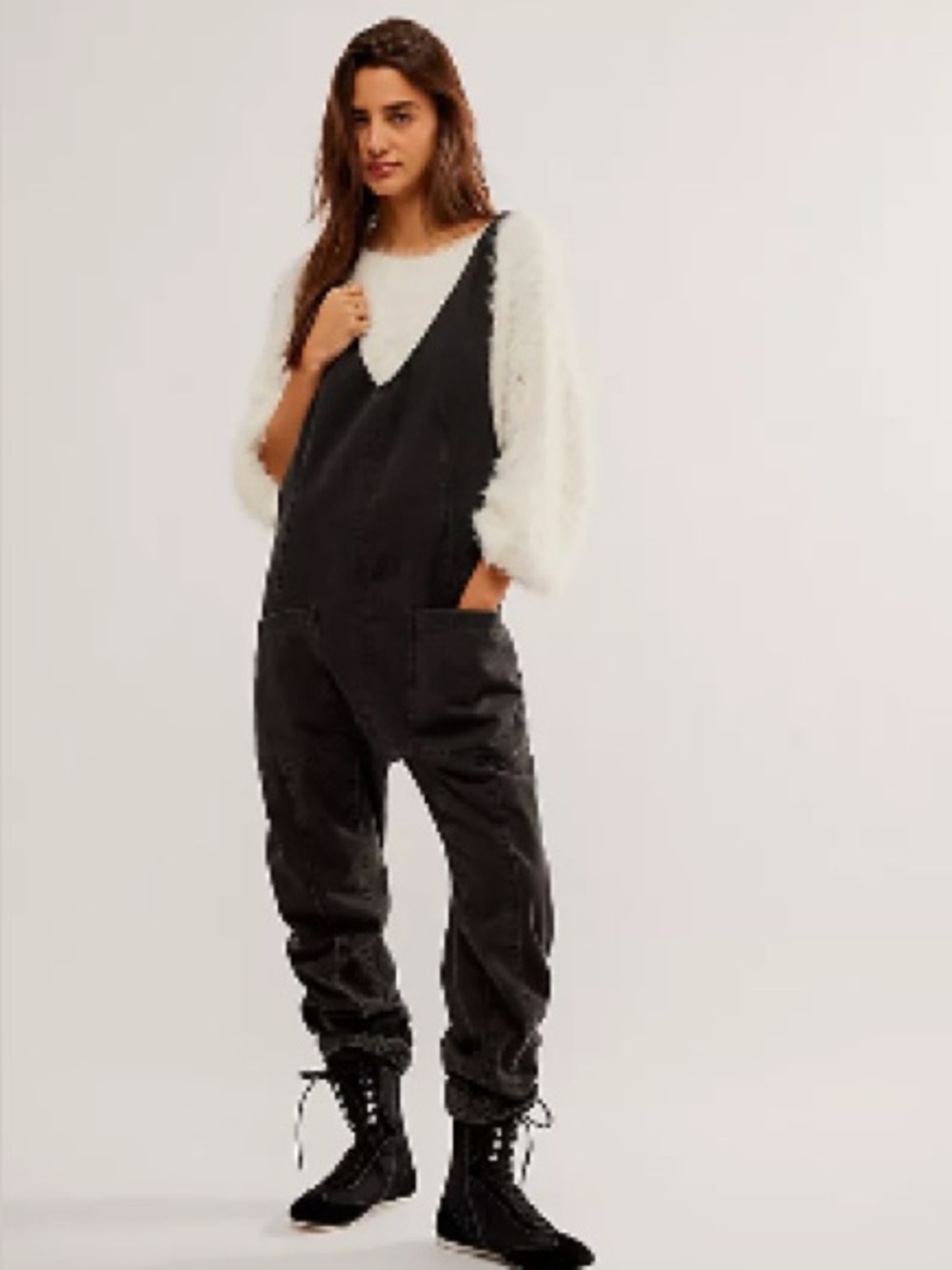 NWOT FREE PEOPLE HIGH ROLLER JUMPSUIT - MINERAL BLACK XS
